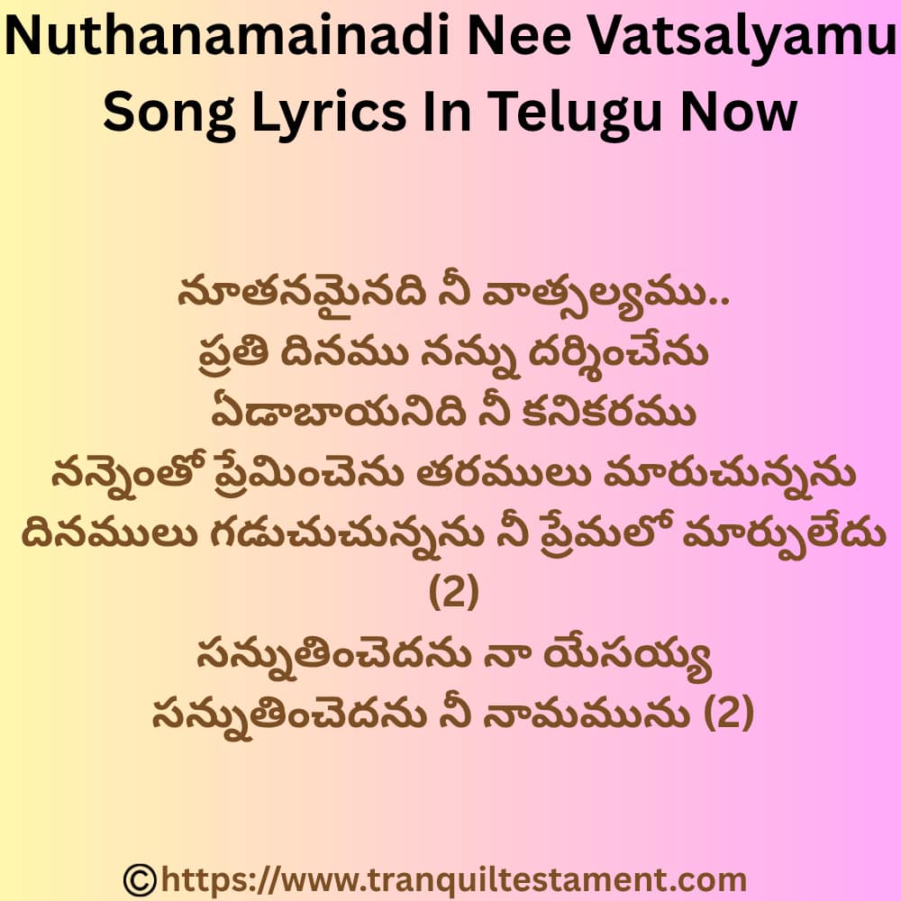 Nuthanamainadi Nee Vatsalyamu Song Lyrics In Telugu Now