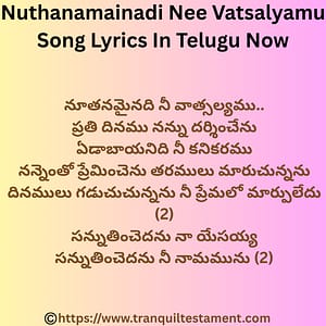 Nuthanamainadi Nee Vatsalyamu Song Lyrics In Telugu Now